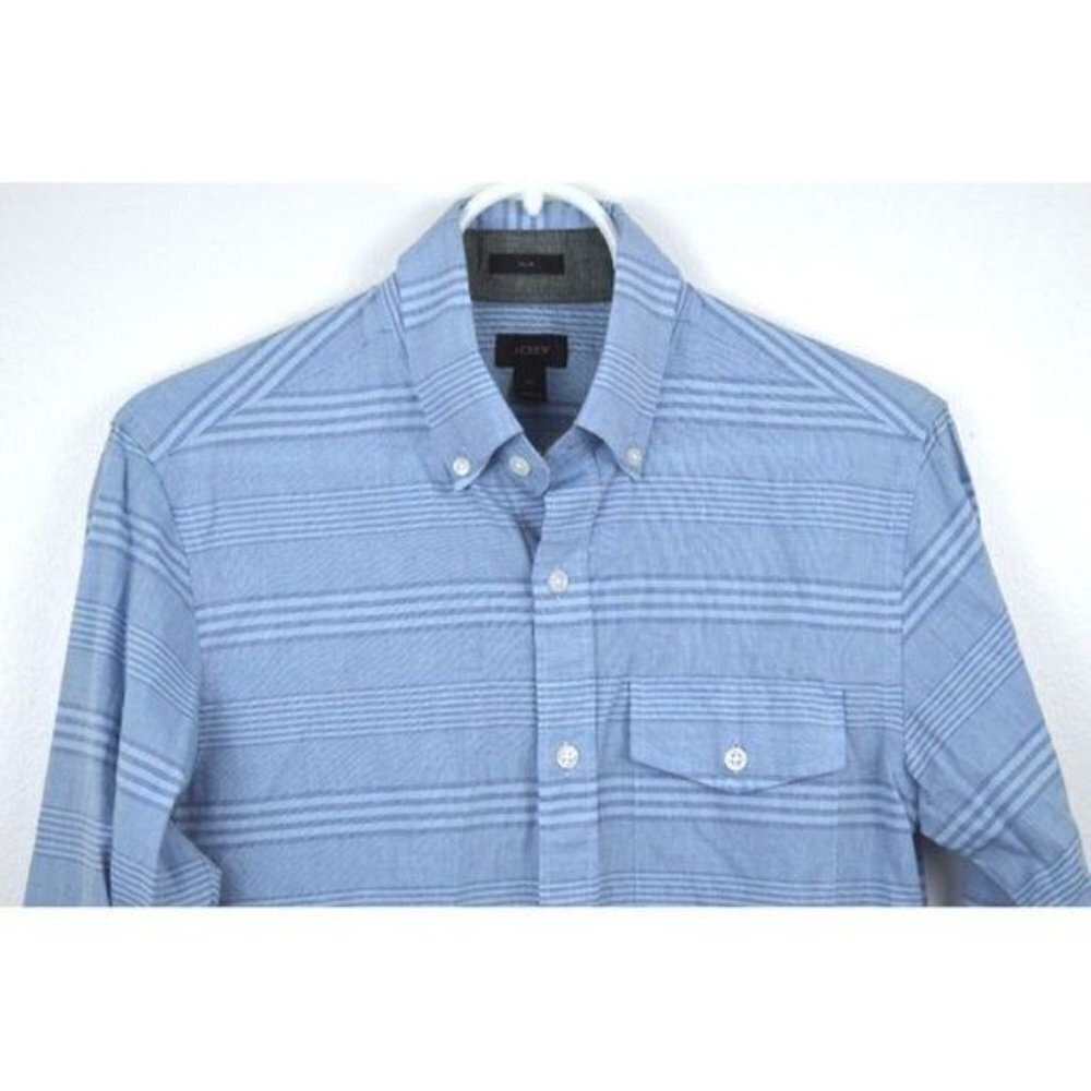 J CREW XS Slim Striped Cotton Long Sleeve Shirt